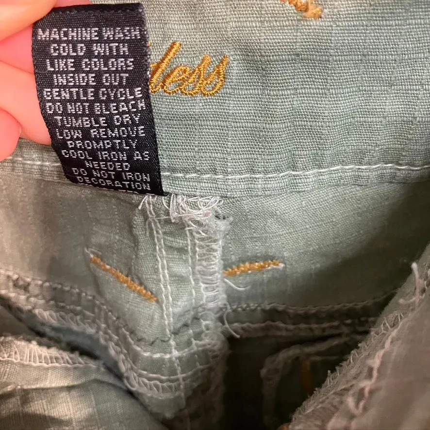 Vintage Y2K Goddess Cargo Capris Womens 16 Army Grunge Utility Military‎ Ramie Green - Image 11