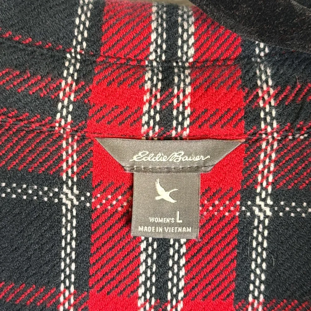 Eddie Bauer Plaid 100% Cotton Pockets Shirt Button Down Women Size Large - Image 2
