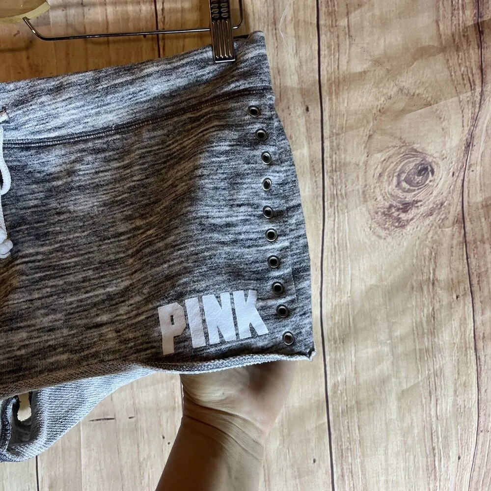 Victorias Secret PINK side metal BLING Shorts Marled White beach coverup pool S - Image 2