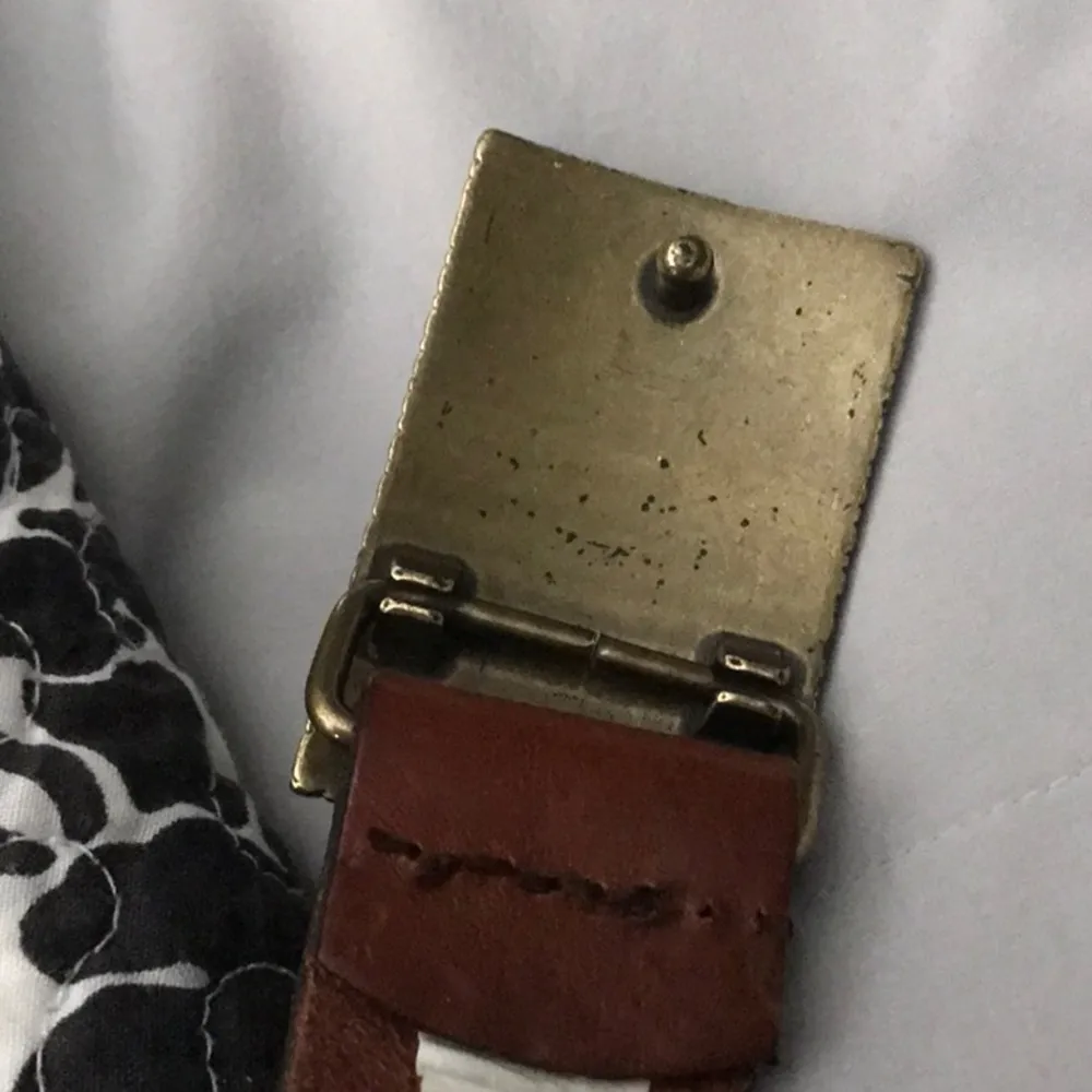 Brown leather Belt with sky blue Crystal Buckle - Image 8