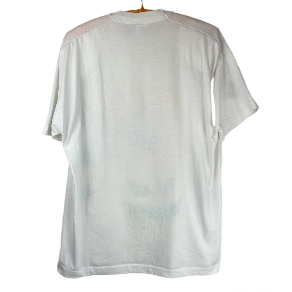 Vintage Brush Works Art to Wear Sunflower Hand Painted Tshirt Single Stitch Boho White Size XL - Image 3