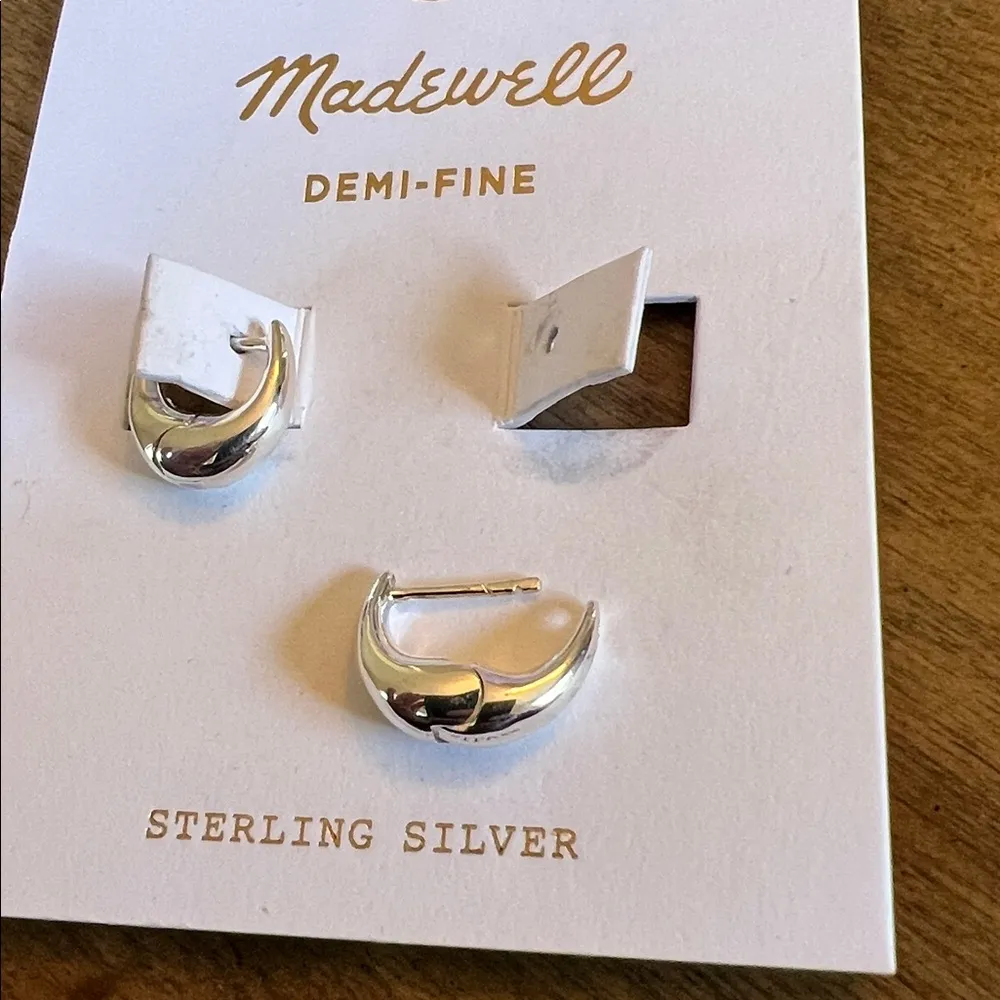 Madewell Demi-Fine Puffy Hoop Earrings in Sterling Silver NWT - Image 4