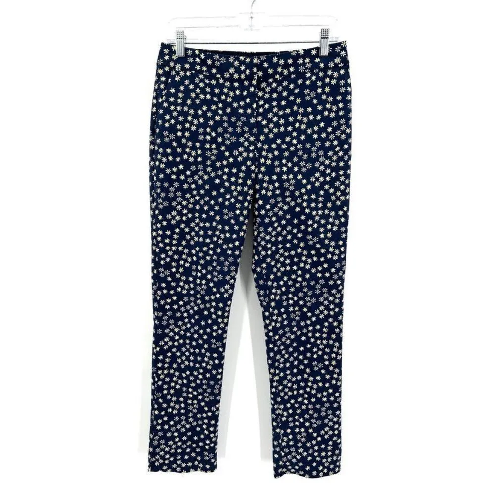 BODEN Navy Blue Daisy Floral Print Richmond Ankle Trouser Chino Pants Size 12 - Image 3