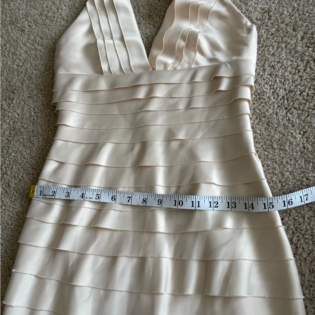 Forever 21 Vintage Y2K 2000s Champagne Statin Tiered Haulter Dress Size Small - Image 15