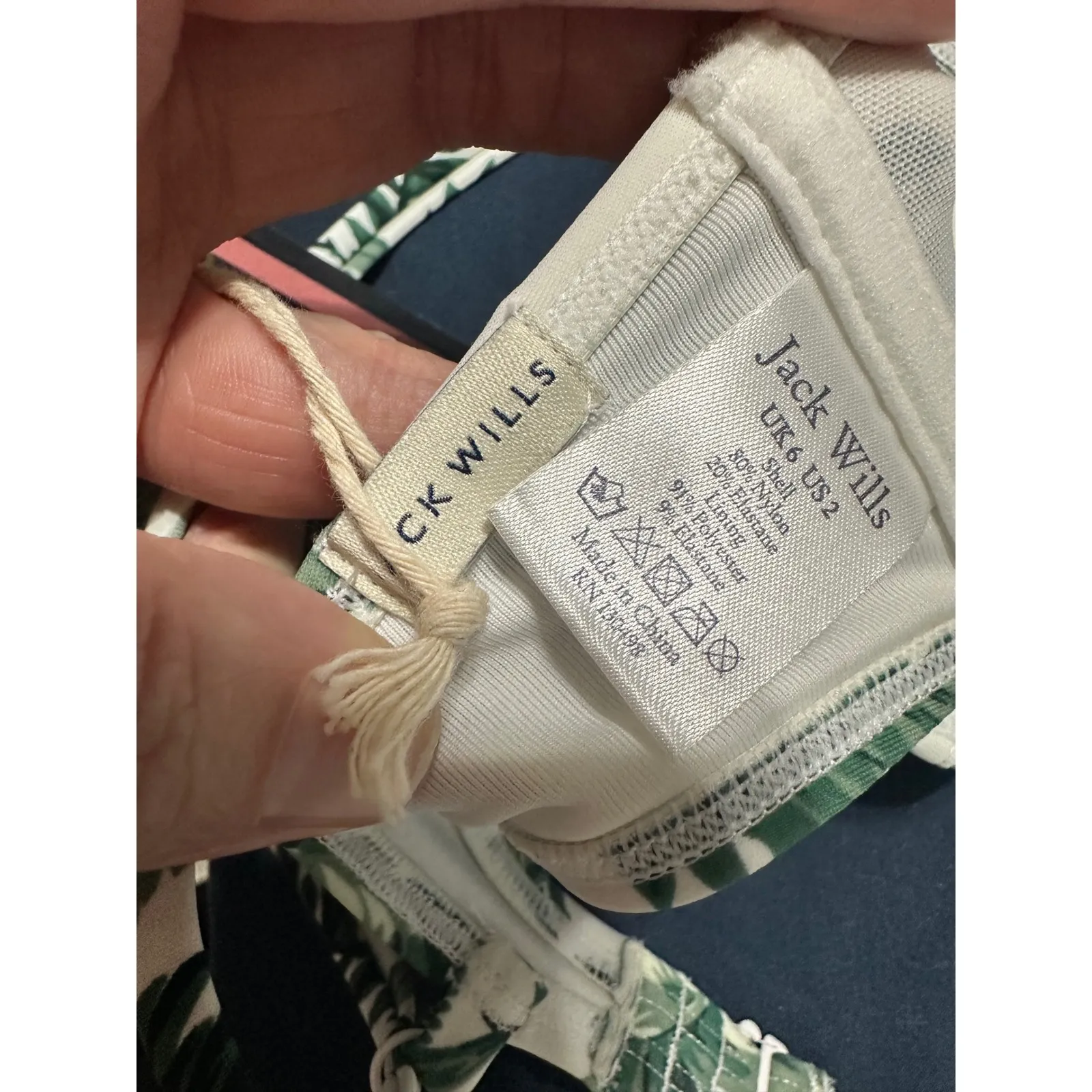 Jack Wills Botany Bustier Bikini Top Green Floral Print Size 6 - Image 7