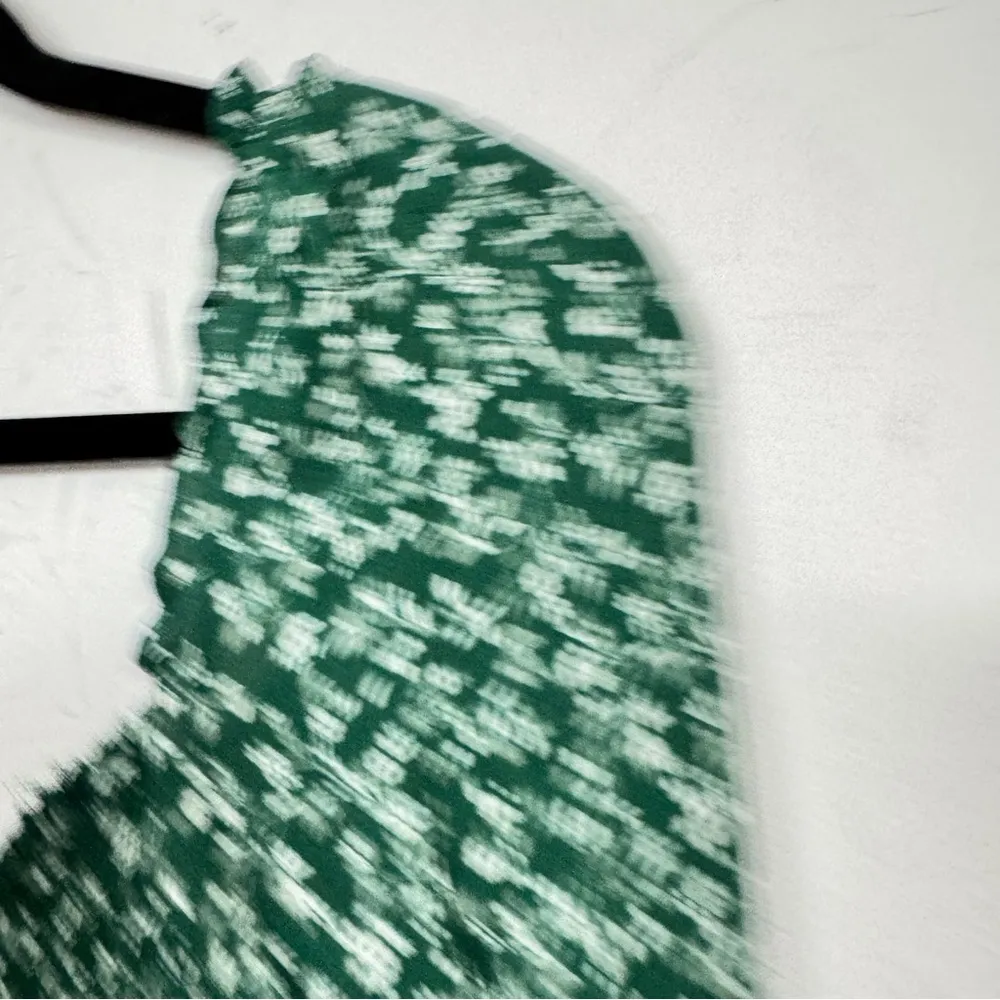 Reformation Green Ditsy Floral Smocked Blouse Womens M Summer Sheer Sleeve Boho - Image 10