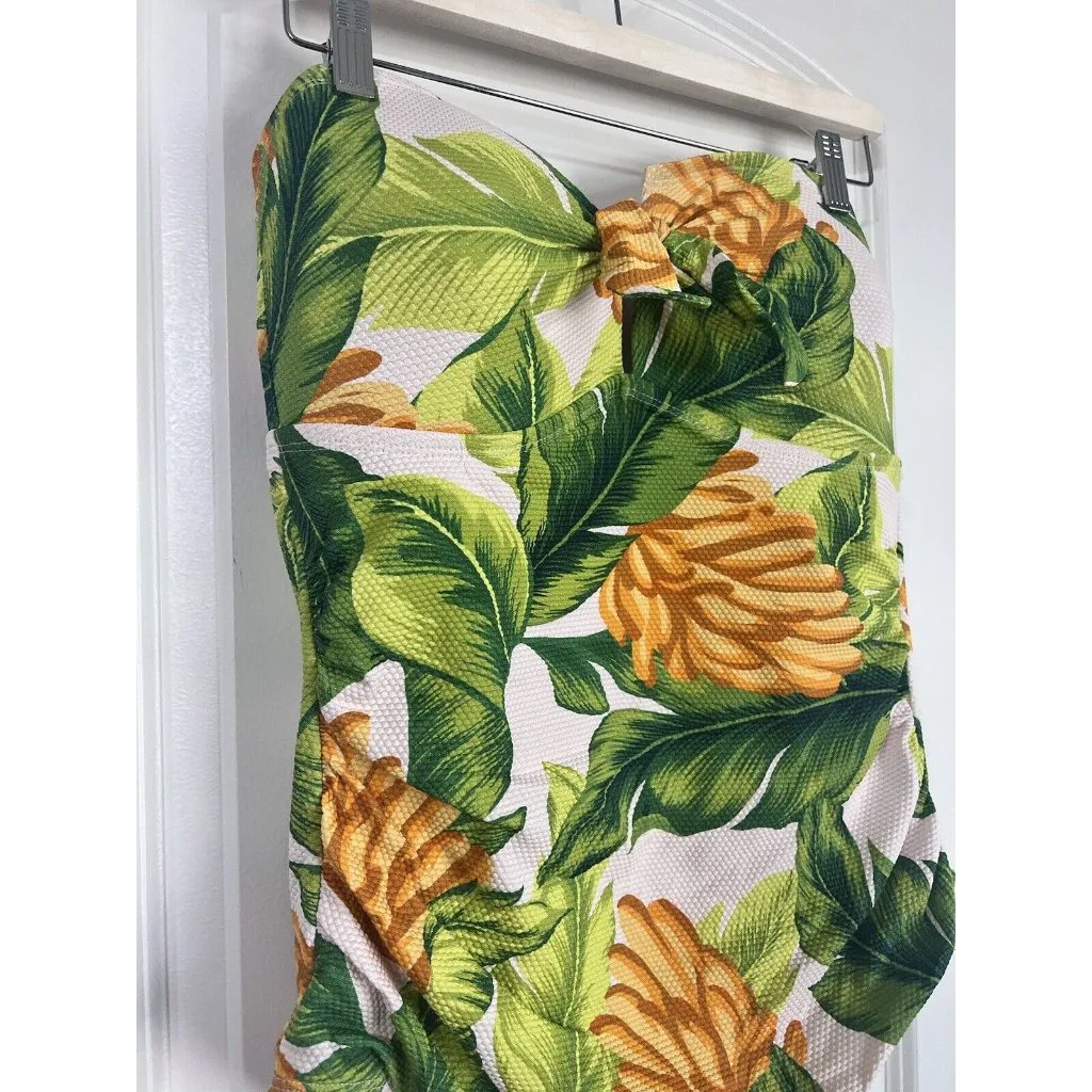 Women's Banana Print Pique Bandeau Full Coverage One Piece Swimsuit‎ Kona Sol XL - Image 4