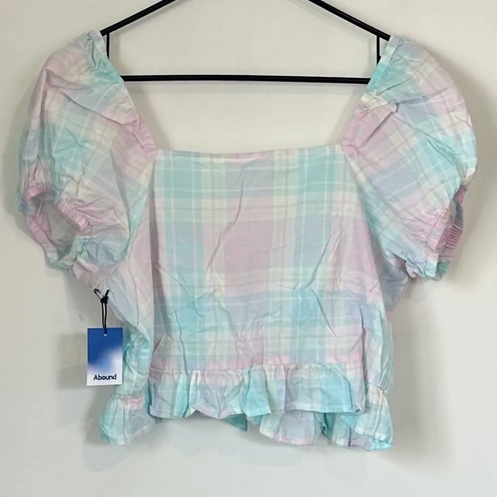 NWT Abound by Nordstrom Pastel Front Knot Ruffled Sleeve Crop Top - Large - Image 7
