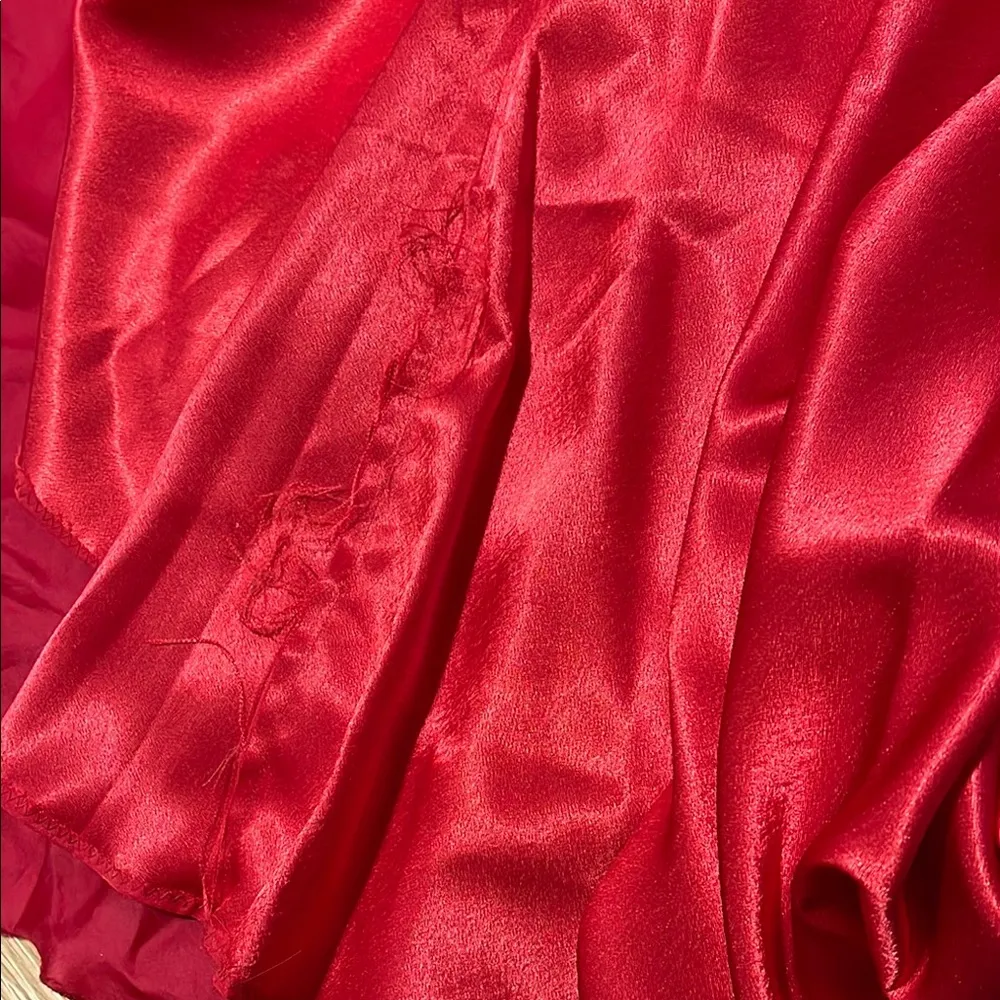 Elegant Red Strapless Gown with Embellishments - Image 5