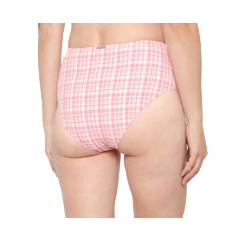 Billabong Medium (10) Hi Retro Swim Bottoms High Waisted Lined Plaid Pink Tide - Image 5