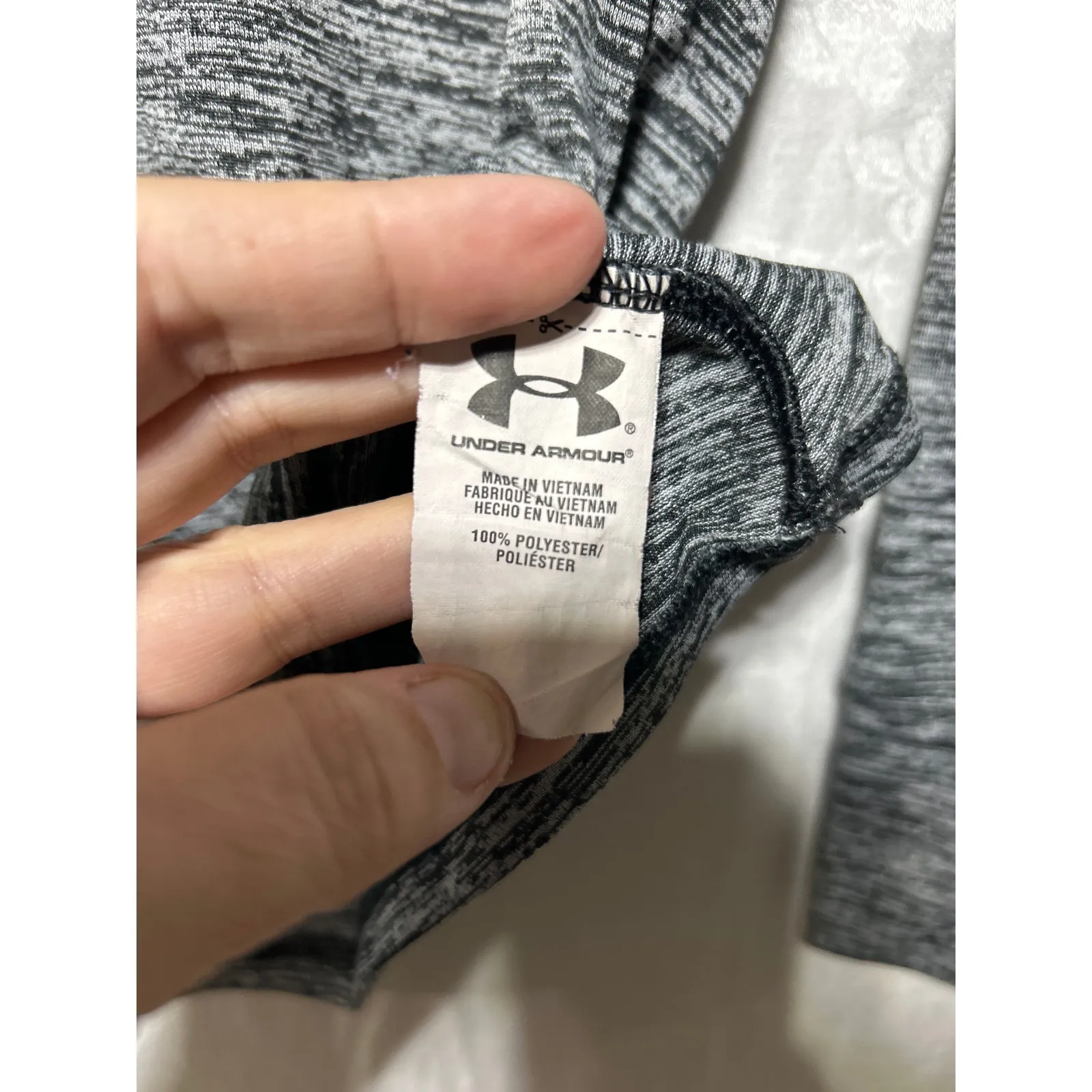 Under Armour 1/4 Zip Small Heather Gray DANCE Spell out Heat Gear Long Sleeve - Image 5