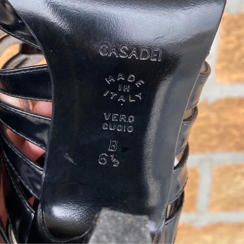 Casadei Black Leather Open Toe Heels 6.5 - Image 8