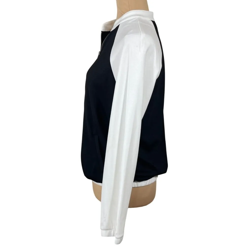 cupio  Knit Bomber Jacket Black White Size M Medium Full Zip Women's (READ) - Image 2