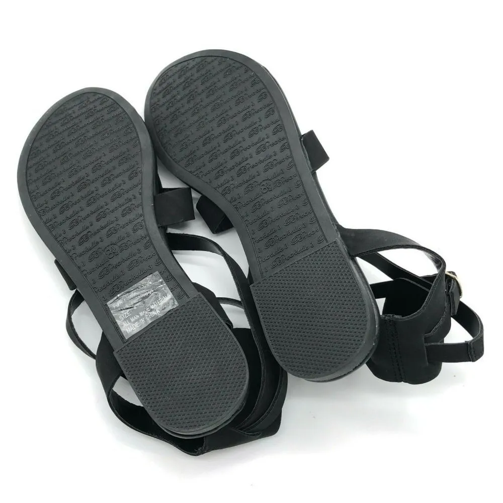 Breckelles Womens Sandals Strappy Ankle Strap Faux Leather Buckle Black 8.5 - Image 4