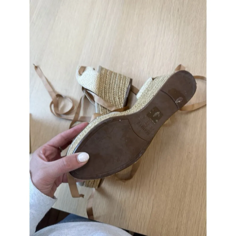 Schutz Caysey Espadrilles Woven Silver/Jute Wedge 9/40 Made In Brazil - Image 7