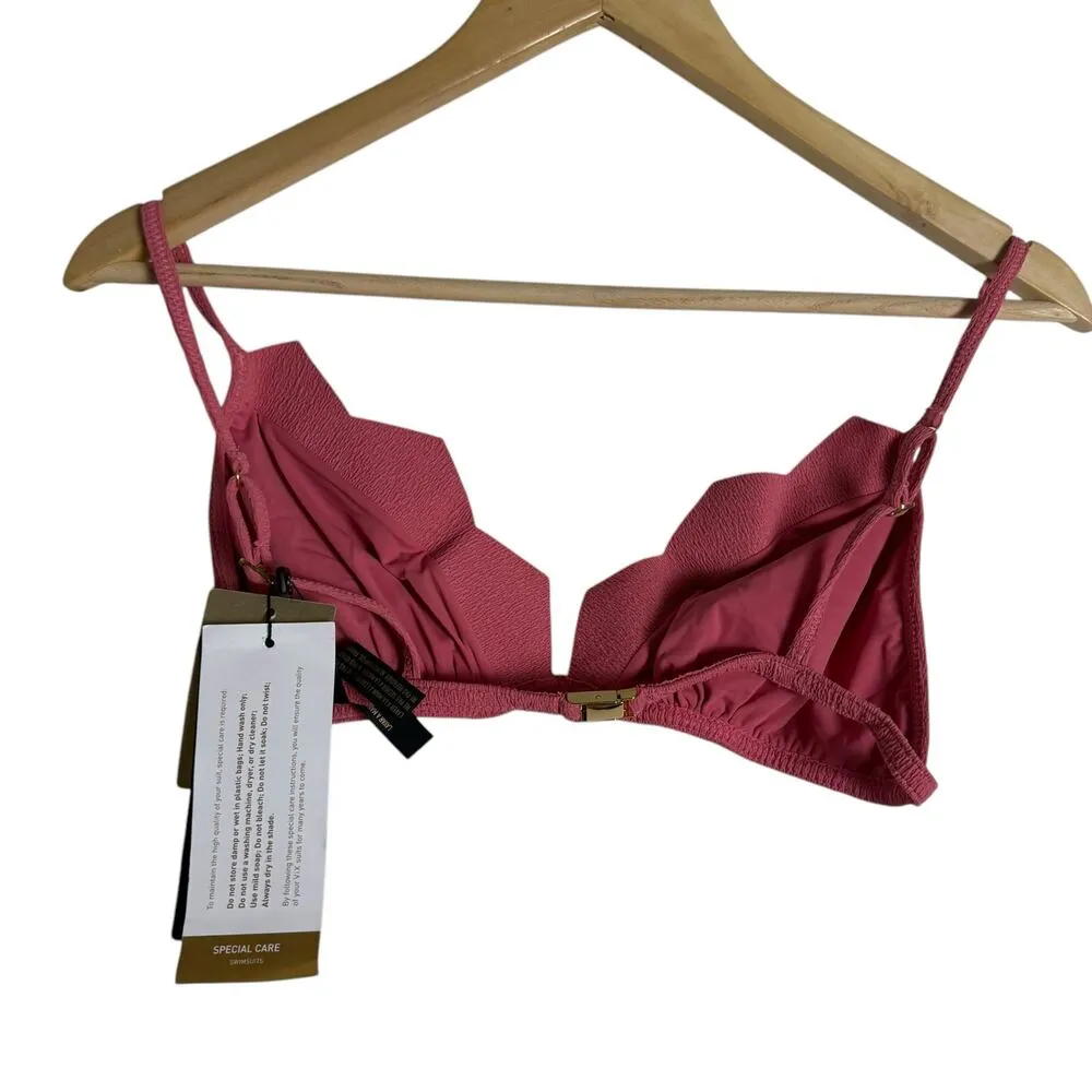 ViX Firenze Imani Tri Parallel Pink Geometric Cut Bikini Swimsuit Top Size XL - Image 10