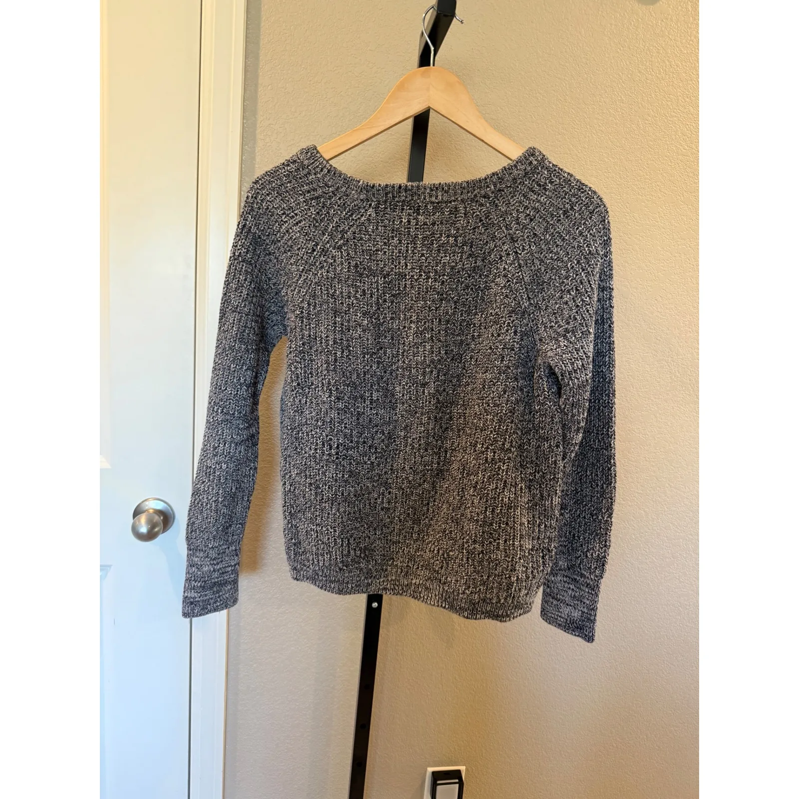 GAP Women Marled Knit Sweater Split Hem Crew Neck Long Sleeve Cotton Size M - Image 4