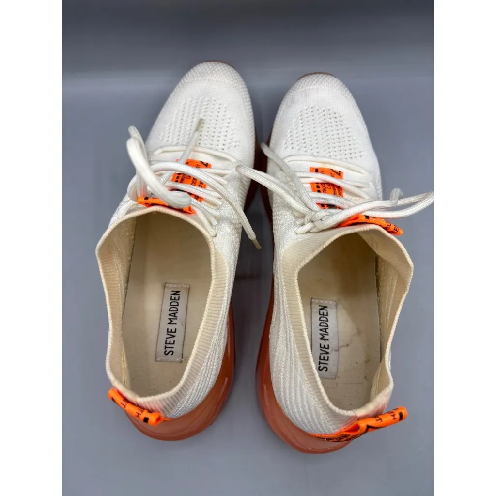 Steve Madden Cello White Orange Knit Sneakers Wedge Sole Womens Size‎ 9 M - Image 4
