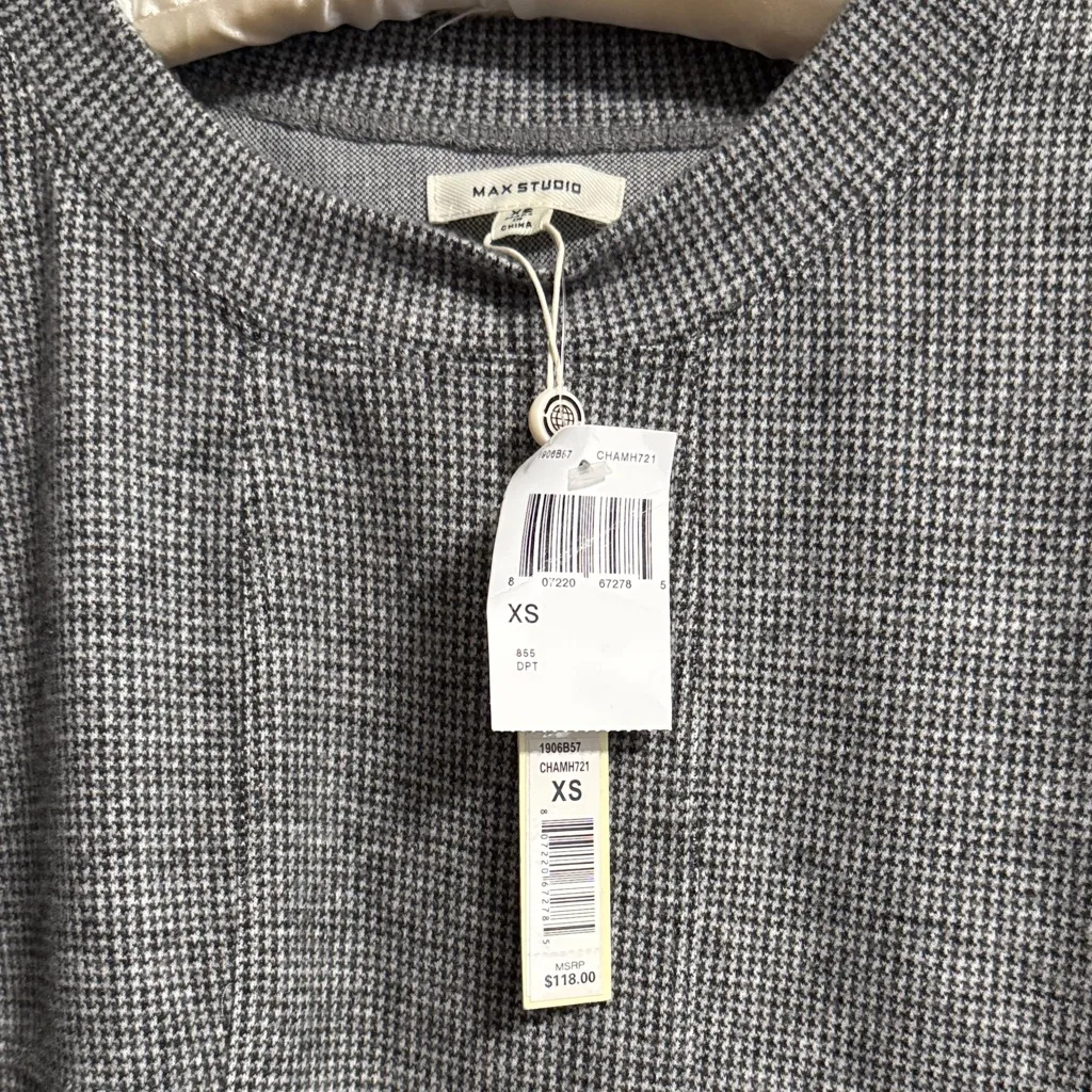 💖 NWT Max Studio Gray Houndstooth Knit Oversized Dress w/Pockets - Image 4