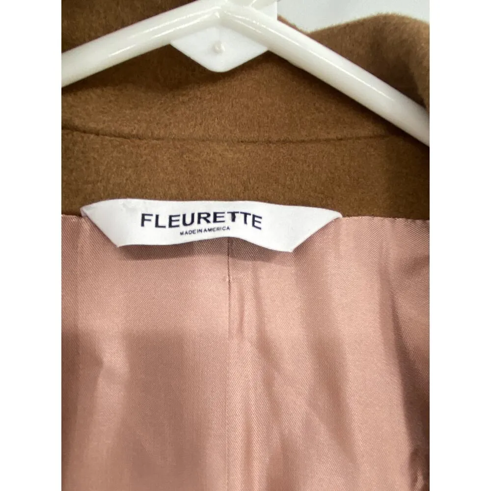 Fleurette Stand Collar Camel Tan Wool Car Coat Size 0 Loro Piana Wool - Image 7