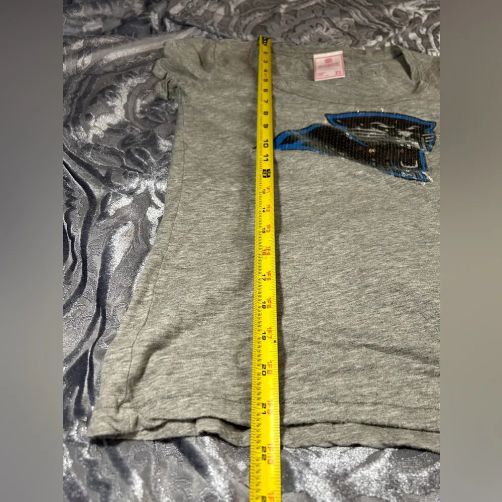 Sequin Carolina Panthers Pink XS Grey Tee - Image 10