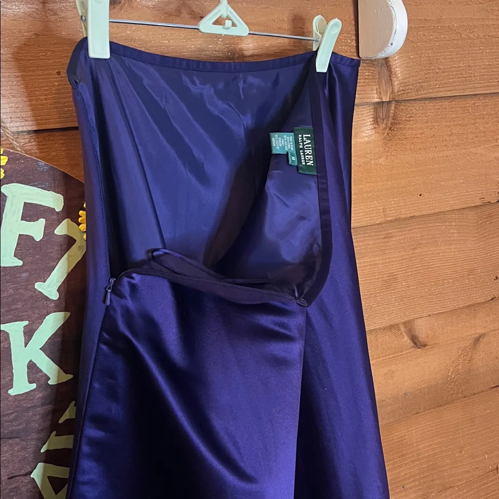 Ralph Lauren 100% Silk Charmeuse Maxi Formal Skirt Party Gown Purple Elegant 14 - Image 9