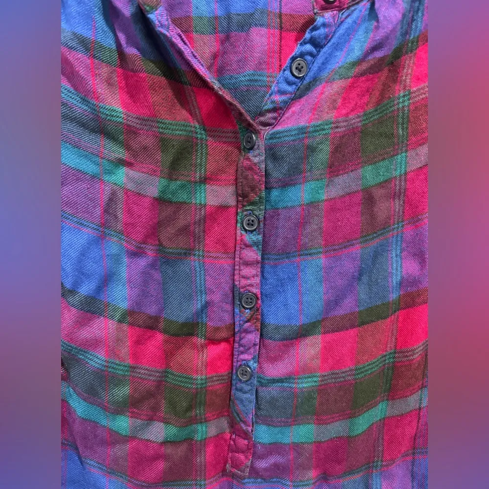 Lucky Brand Women's Plaid Long Sleeve Popover Shirt Red Blue Casual Embroidered - Image 6