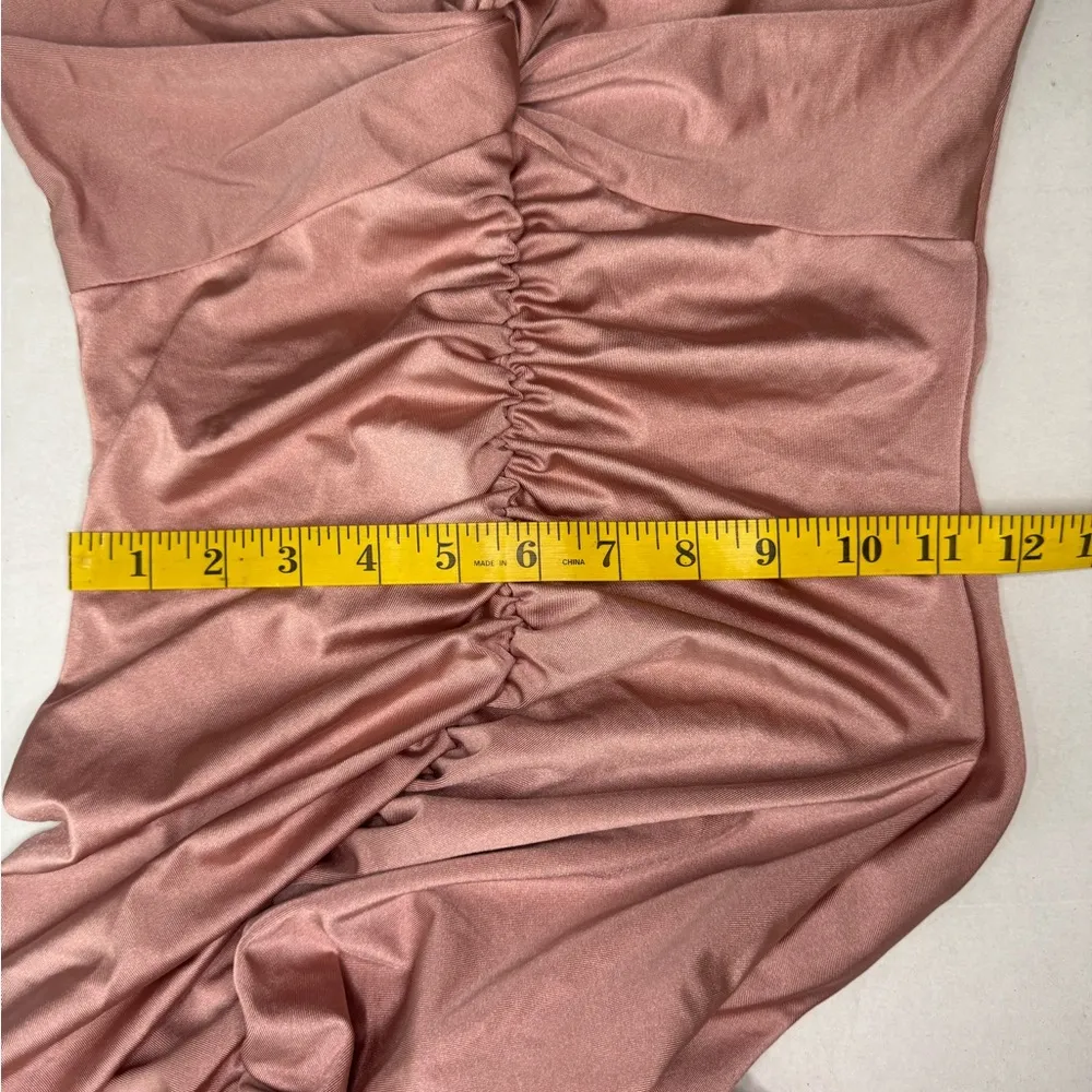 Blue. S Nude Pink Off Shoulder Ruched Jersey Slit Mermaid Dress Size M #136 Size M - Image 14