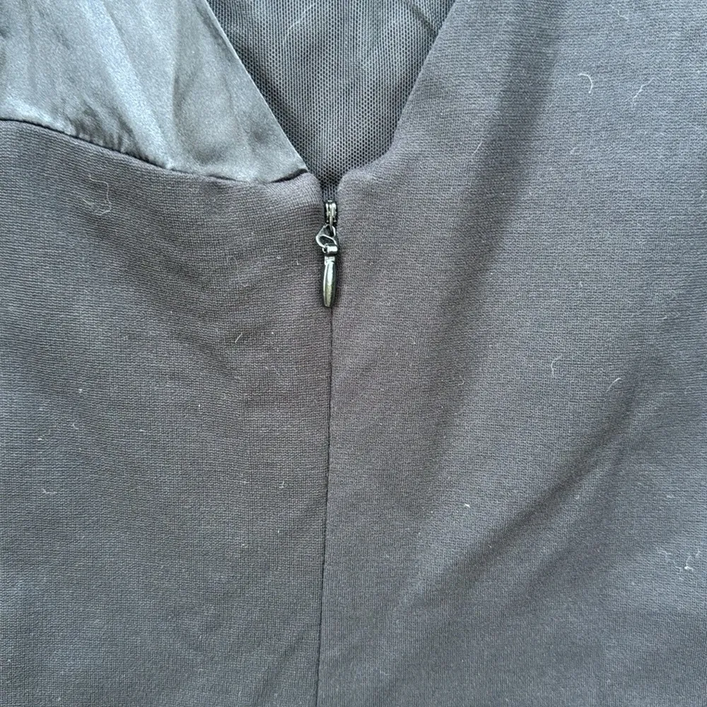 BCBGMaxAzira Tiered Tied Fringe Sheath Cocktail Dress Black 6 - Image 5