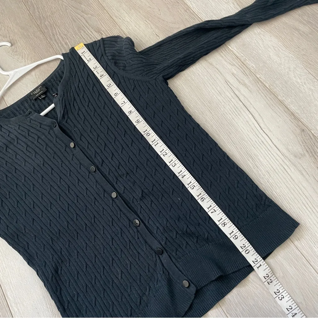 Talbots Fisherman Cardigan pima cotton cable knit womens Navy Blue small classic - Image 7