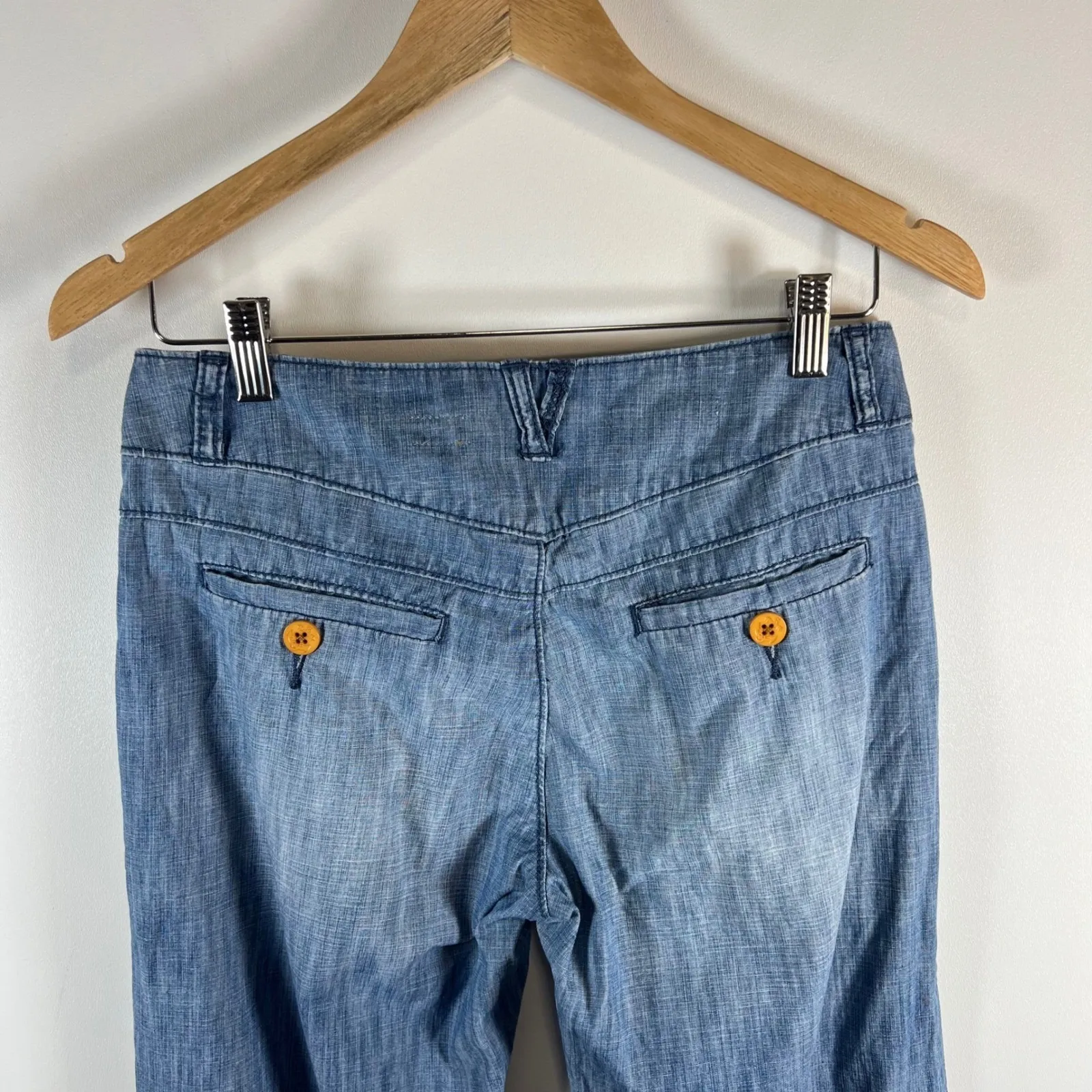 Pilcro Anthropologie Wide Leg Cropped Denim Jeans women's Size 27 boho - Image 7