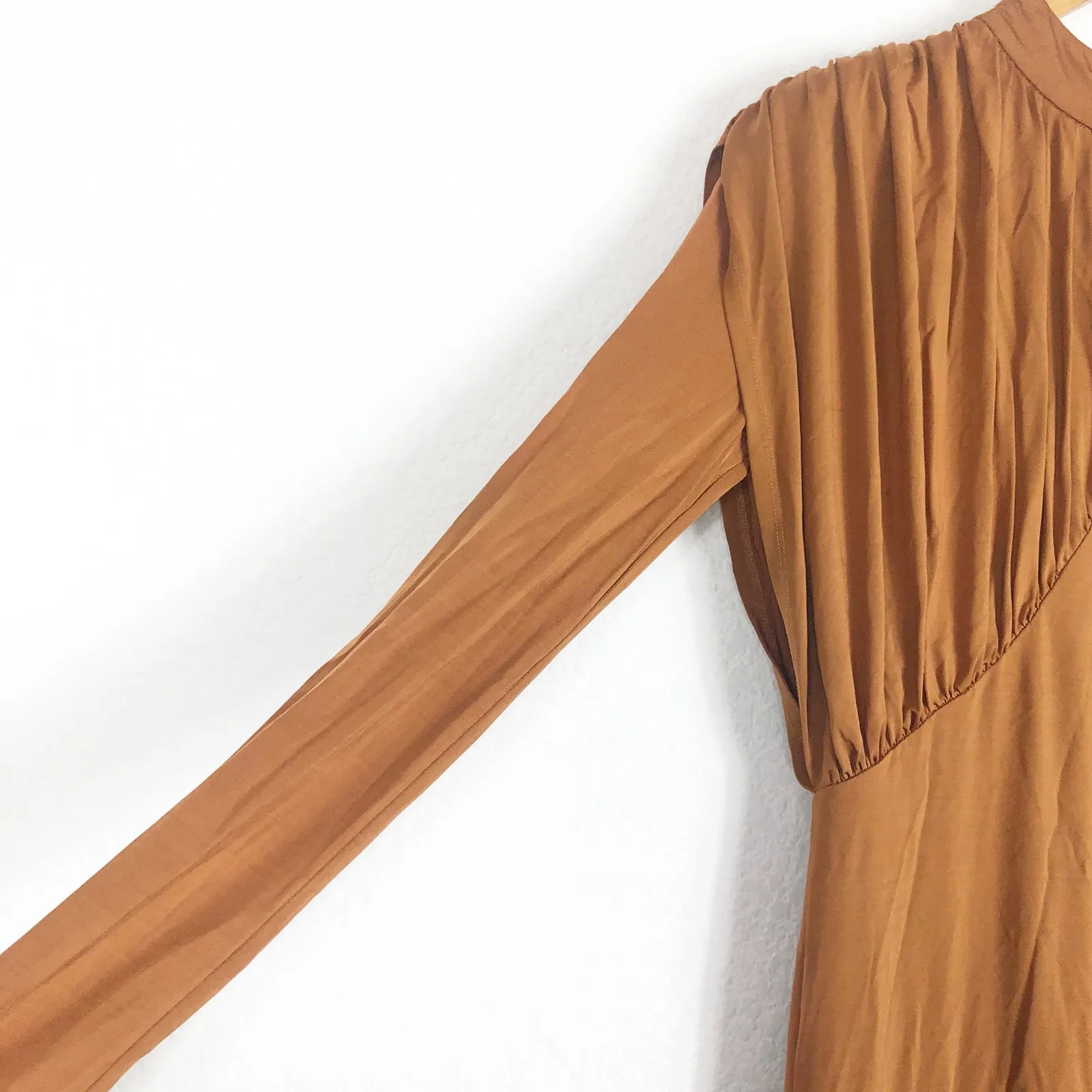 L'ACADEMIE Kemia Maxi Dress Small Brown Jersey Long Sleeve Wedding Revolve Chic - Image 9