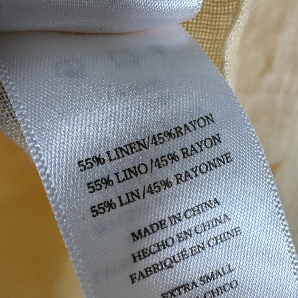 Rails Marley Eden Floral Linen Blend Yellow Tie Waist Top Oversized Size XS - Image 4