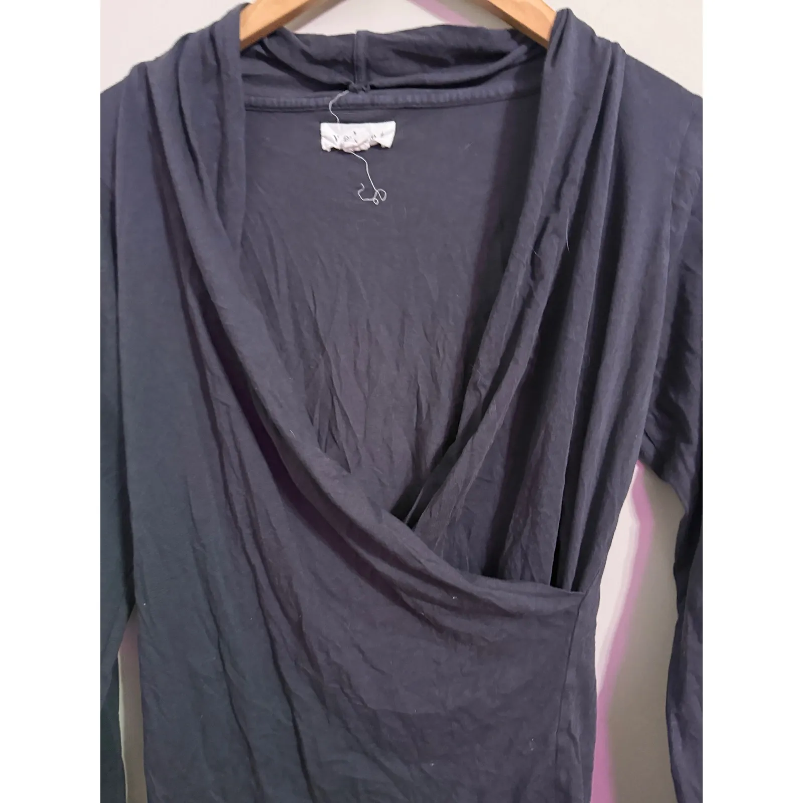 Velvet by Graham & Spencer Long Sleeve Wrap Hooded Top Charcoal Gray Size L Size L - Image 2