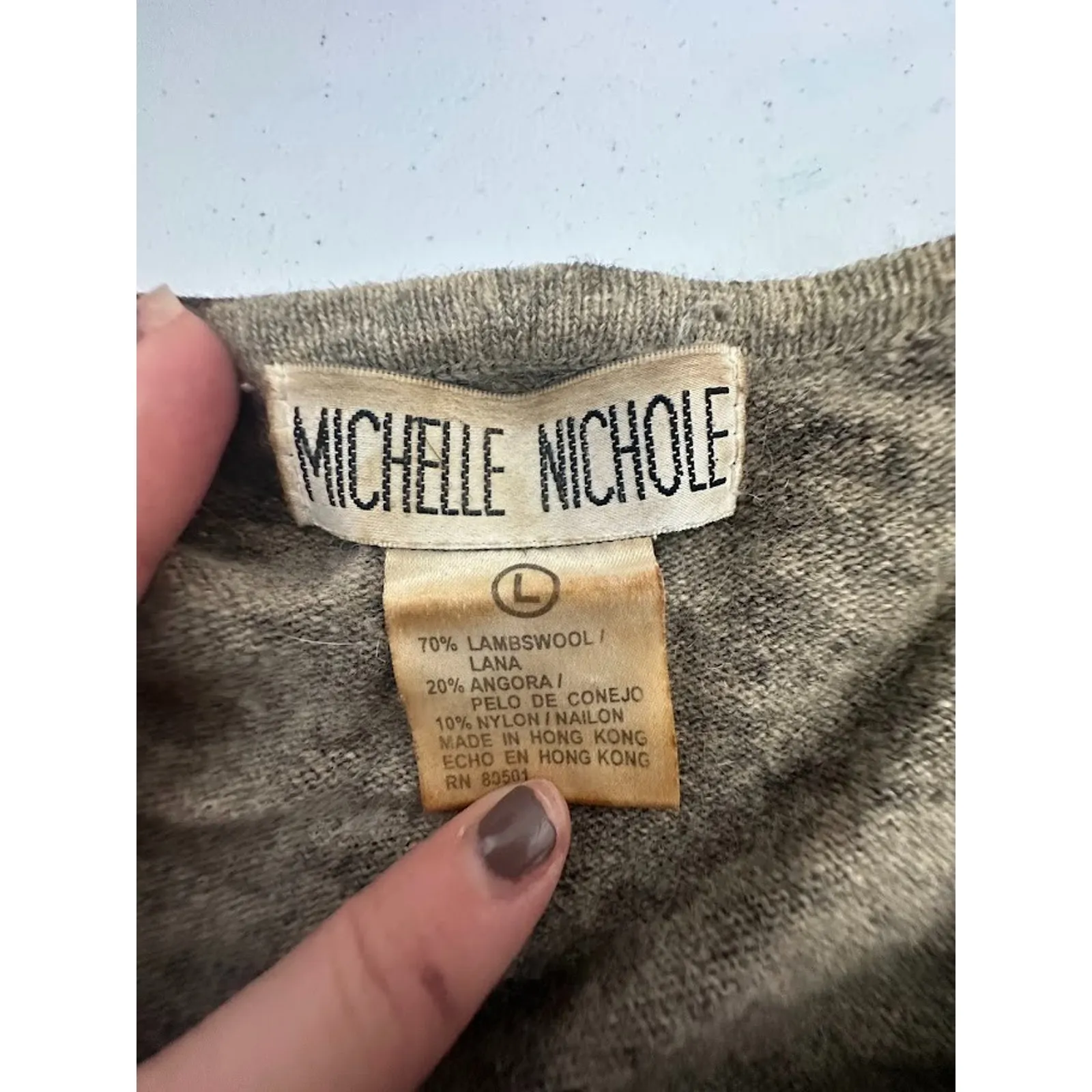 Vintage Michelle Nichole Tiger Sweater Lambswool Angora Animal Jungle Size Large Black - Image 7