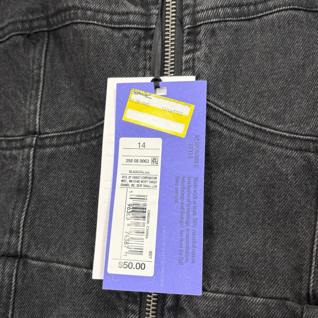 Future Collective Black Denim Long Sleeve Bustier Zipper Dress Size 14 NWT - Image 7