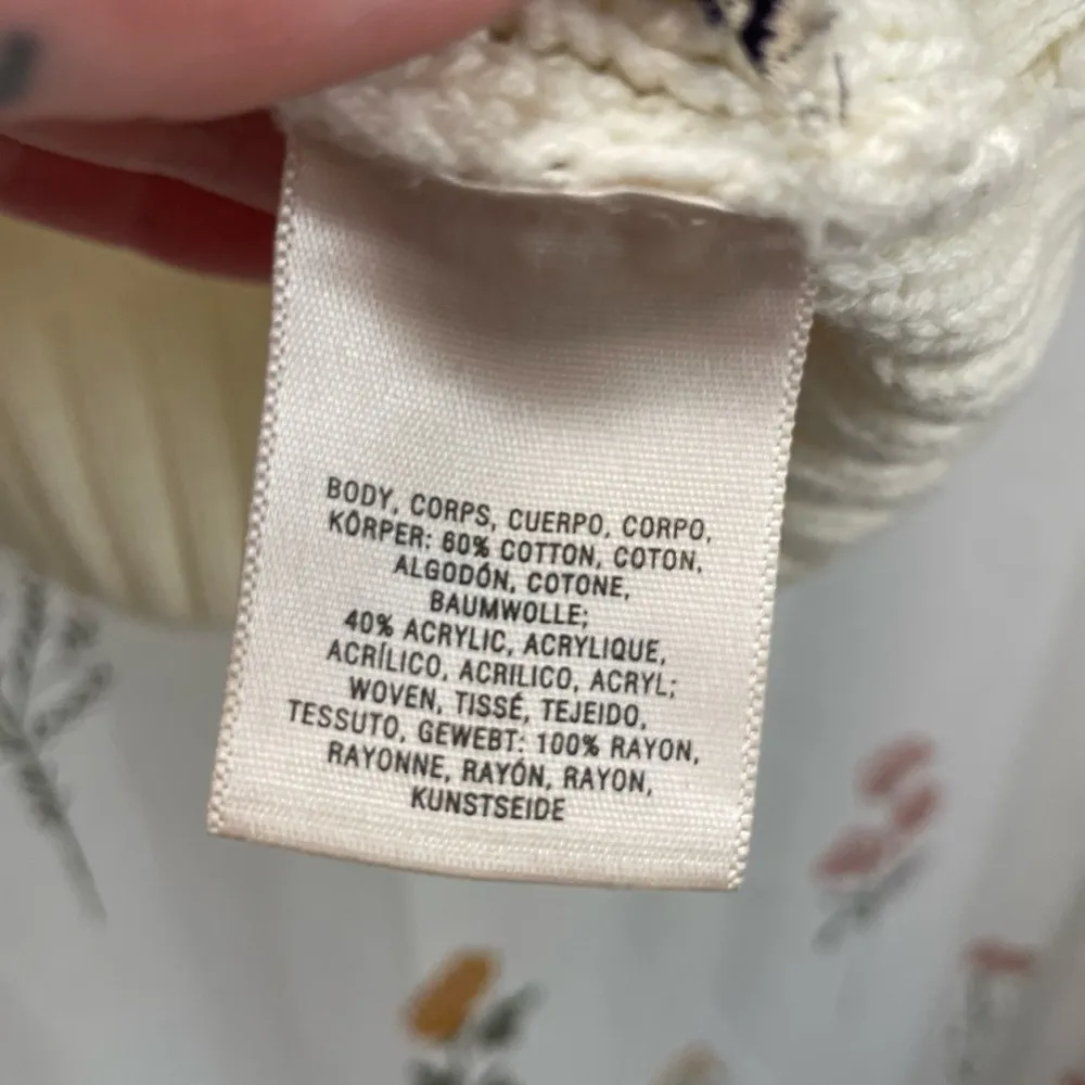 Anthropologie Knitted & Knotted Ivory Knit Ribbon Laced Up Sweater - Image 7