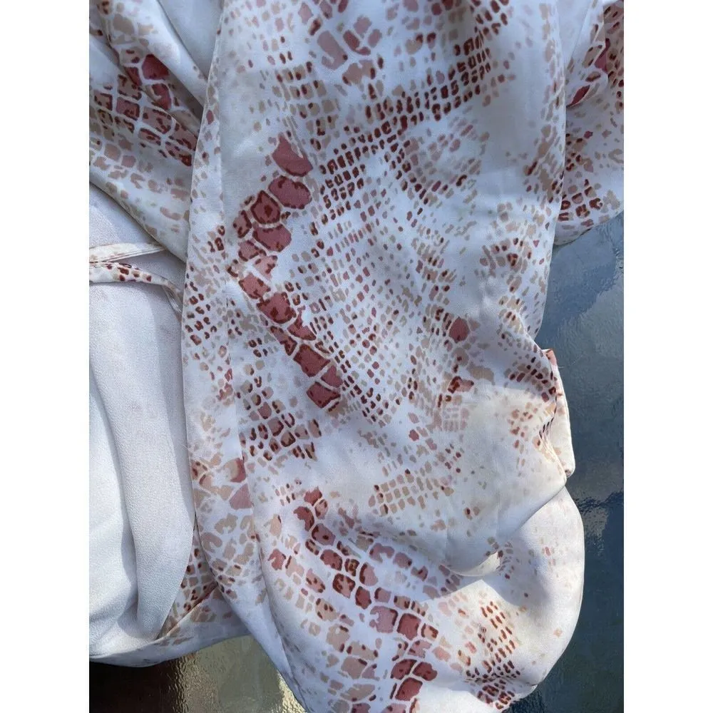 Cupcakes and Cashmere Long Jacket Robe Satin Snakeskin Print Women's Medium NWOT - Image 6