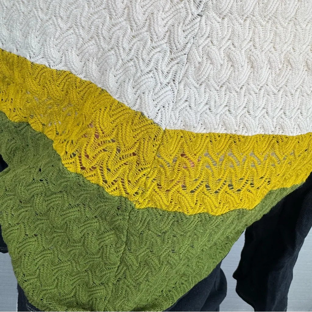 We The Free In Rainbows Baseball Tee Top Colorblock Knit Crochet Multicolor L - Image 6