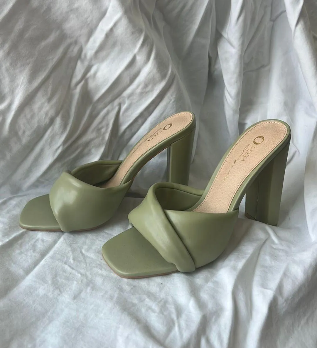 Green Puff Heeled Sandals - Image 3