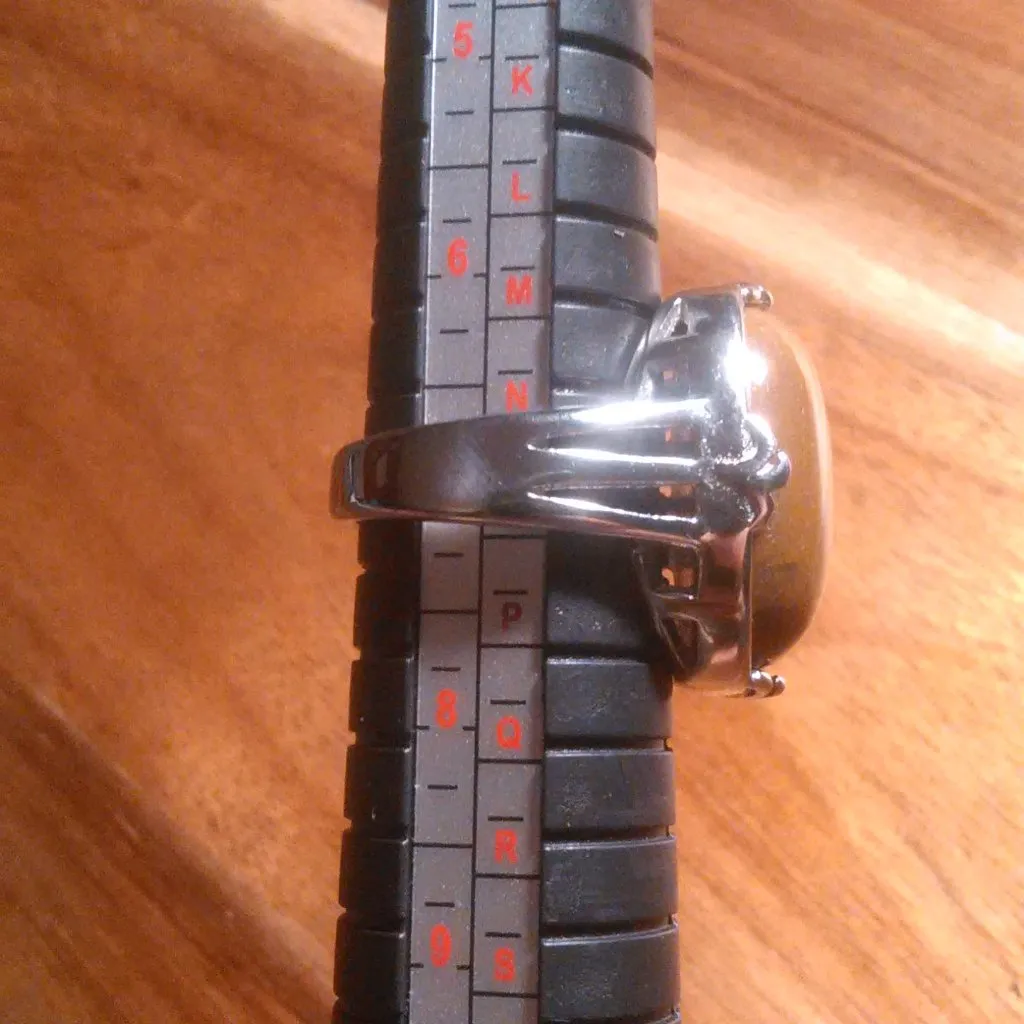 Ocean Jasper Solitaire Stainless Steel Ring (Size 7) - Image 3