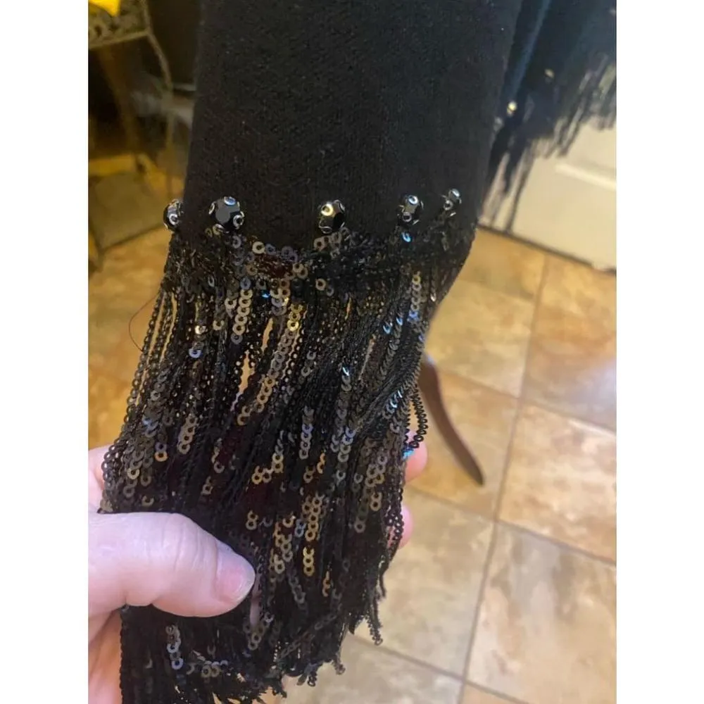Women's Sioni Black Sequin Fringe Jacket Size L Size L - Image 5