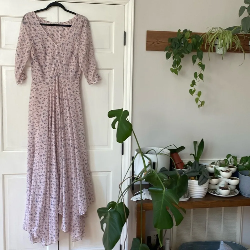 LoveShackFancy‎ Larissa Floral Print Cotton Silk Blend Maxi Dress Size 8 Jardin - Image 9