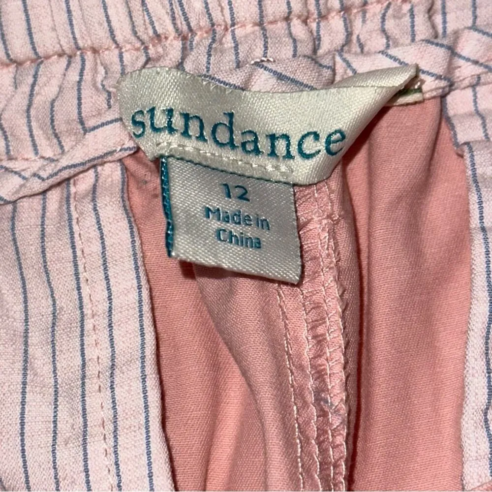 Sundance Womens Size 12 Blush Pink Lightweight Cotton Gathered Waist Junie Pants - Image 8