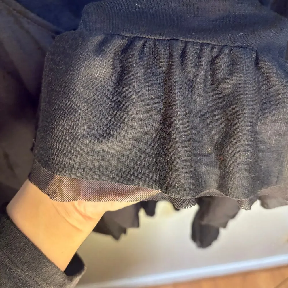 Green Envelope Black Long Sleeve Peplum Blouse Small Cropped Boatneck Staple - Image 3