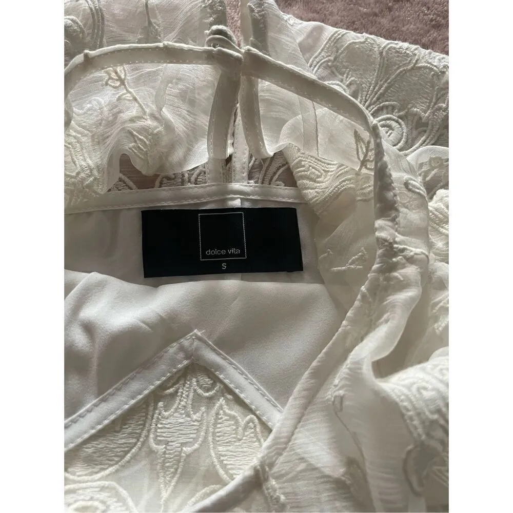 NWT Dolce Vita Kloey Silk Embroidery Dress Ivory Sz S. Formal Bridal cocktail - Image 12