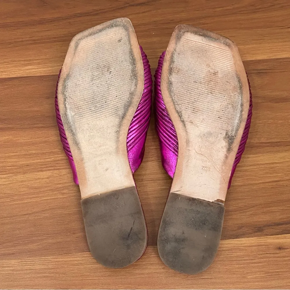 JEFFREY CAMPBELL Knaughty-3 Pink Metallic Knotted Slip On Flat Mules Sandals 7 - Image 6