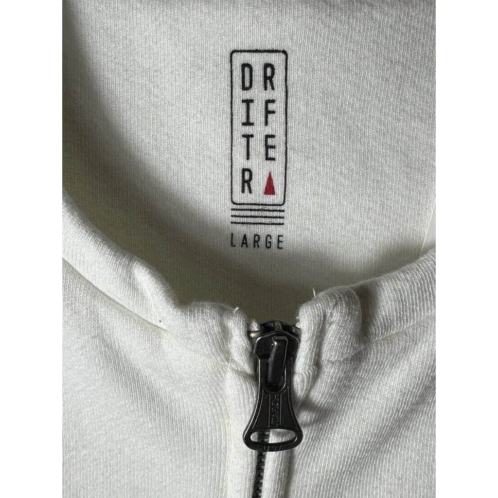Drifter Jacket Size Women’s L White Full Zip With Fishnet Sleeves‎ EUC #G3 - Image 6