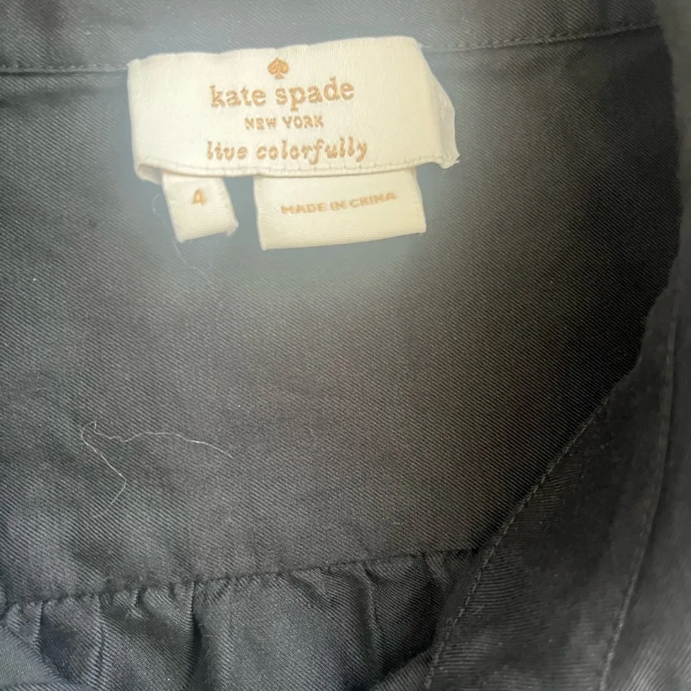 Kate Spade New York Black Silk Blend Button Front Blouse Size 4 - Image 6