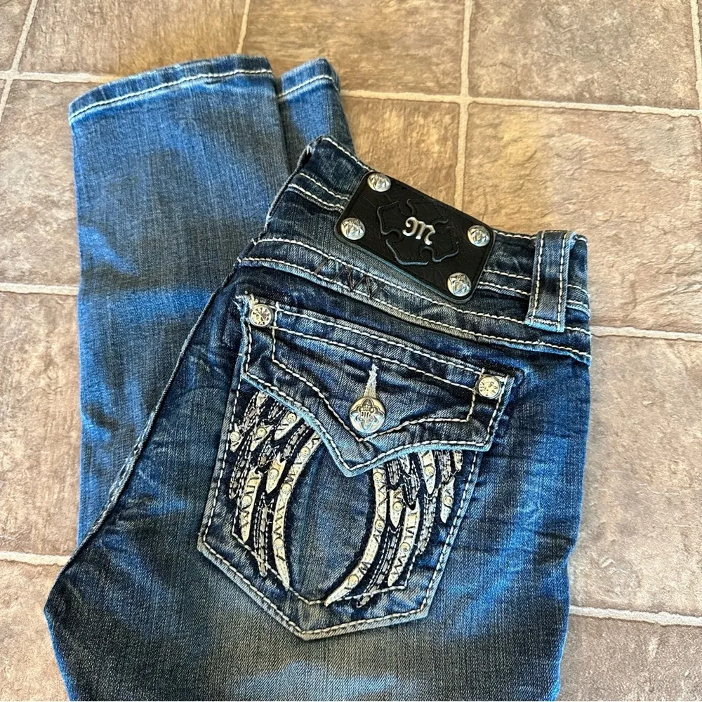 Miss Me Angel Wing Signature Skinny Designer Jeans Flap Pocket 26 - Image 3